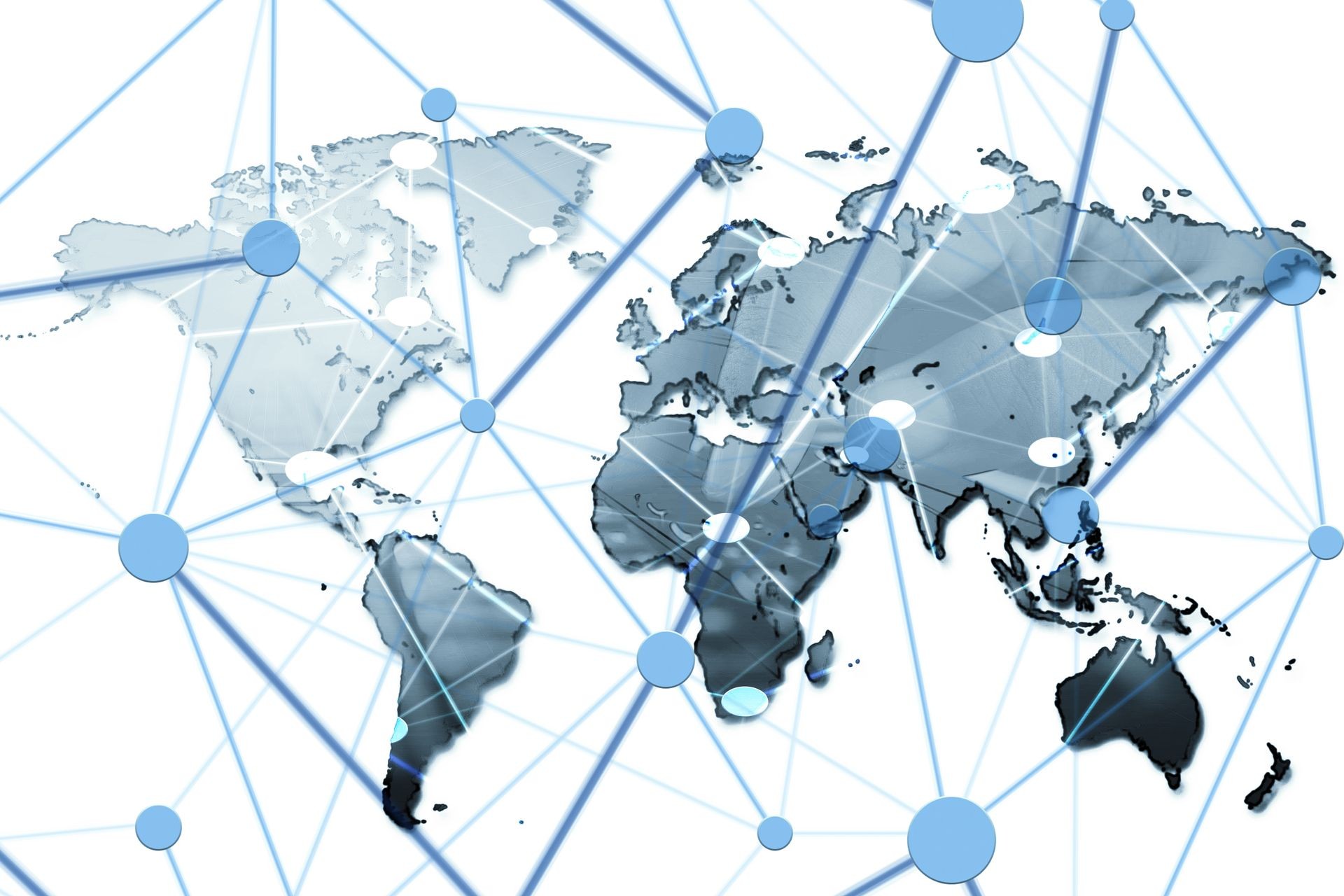 Social media with telecommunication technology, Connected lines on world map background, Futuristic background of Global business network.